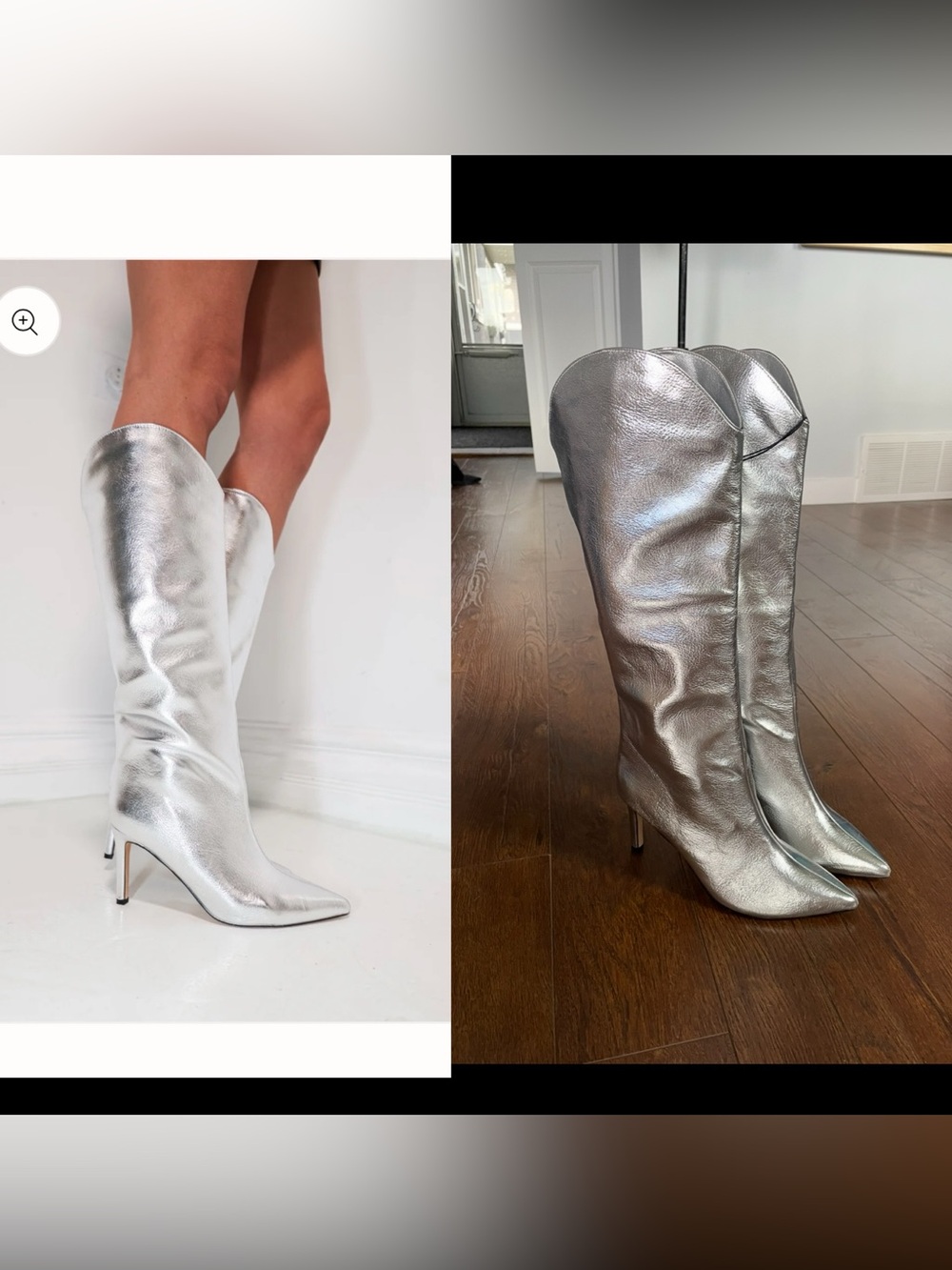 New Coastal Cowgirl Western Metallic Cowboy Boots. Silver. 6 1/2.